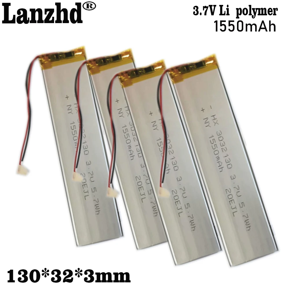 3032130 3.7V 1550mAh litowo-polimerowe ogniwa akumulator lipo do świateł LED Bluetooth klawiatura wideorejestrator samochodowy