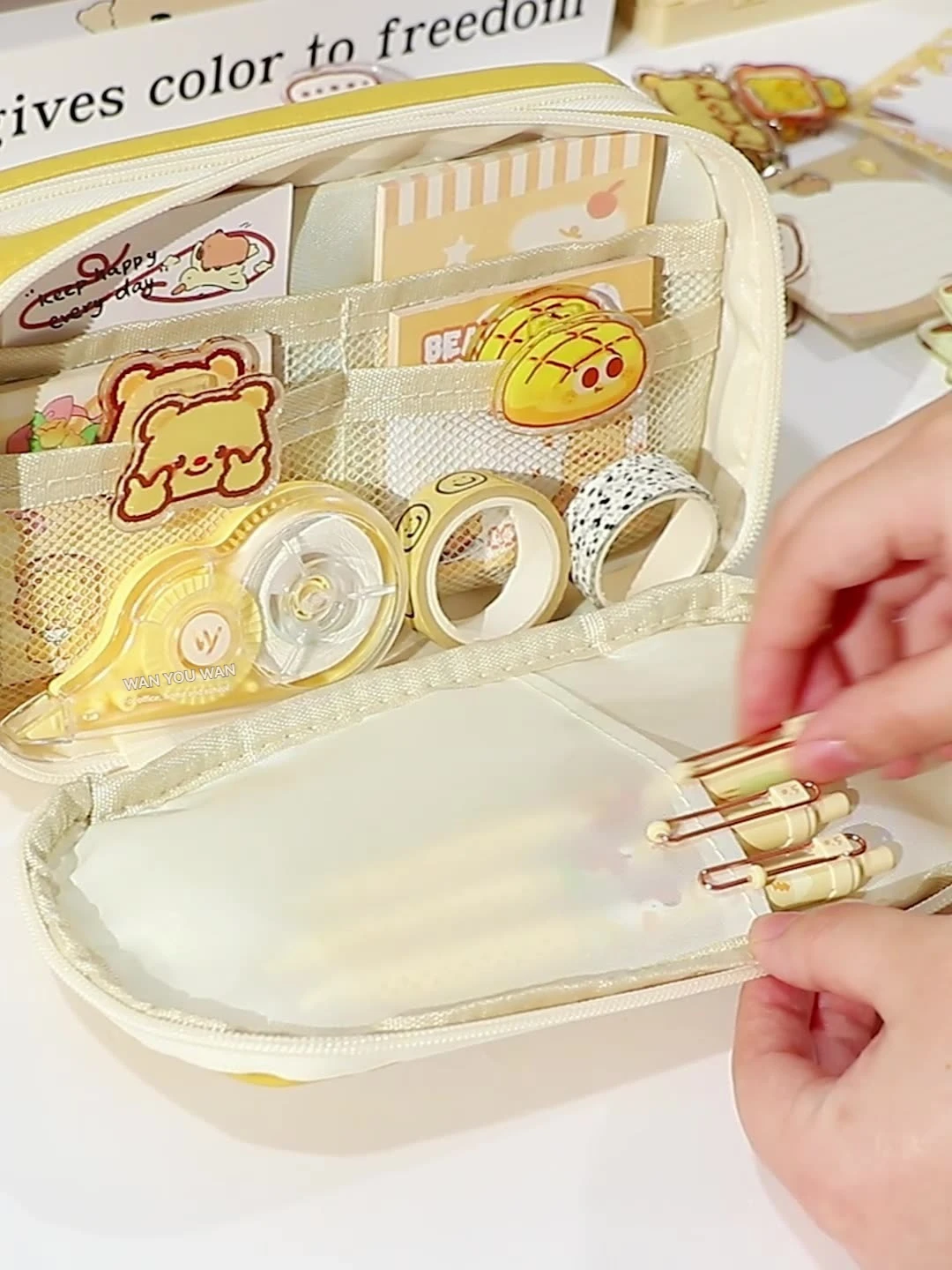 Cute Cheese Pencil Bag With High Appearance Niche Large Capacity Pencil Case Ins Style Multi-Layer Stationery Bag For Primary An