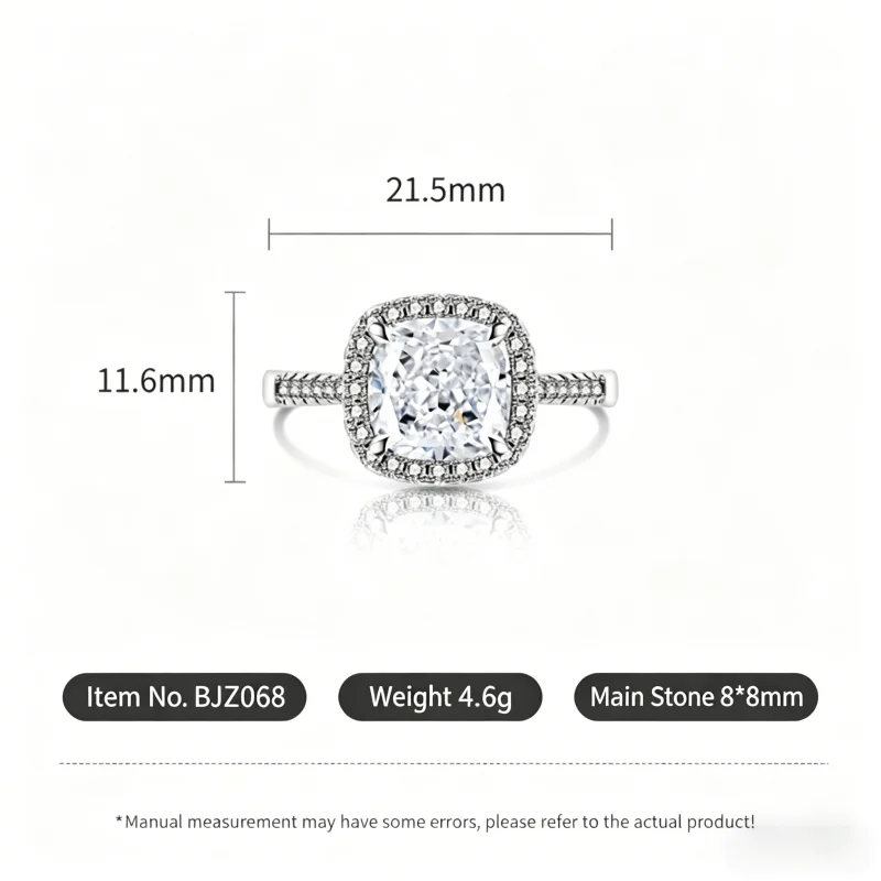 925 Sterling Silber Stilvoller und Einfacher Eisblumen-Schliff Prinzessin Quadratischer Zirkon-Ring Geburtstags- und Jubiläumsgeschenk – Detail 1