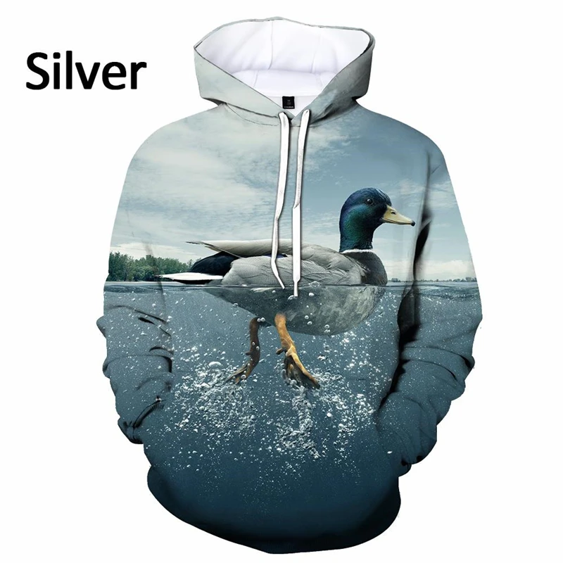 Funny Ducks Pattern Hoodie Fashion Casual Long Sleeve Mens Kids 3D Animals Printed Pullovers Loose Oversized Harajuku Sweatshirt