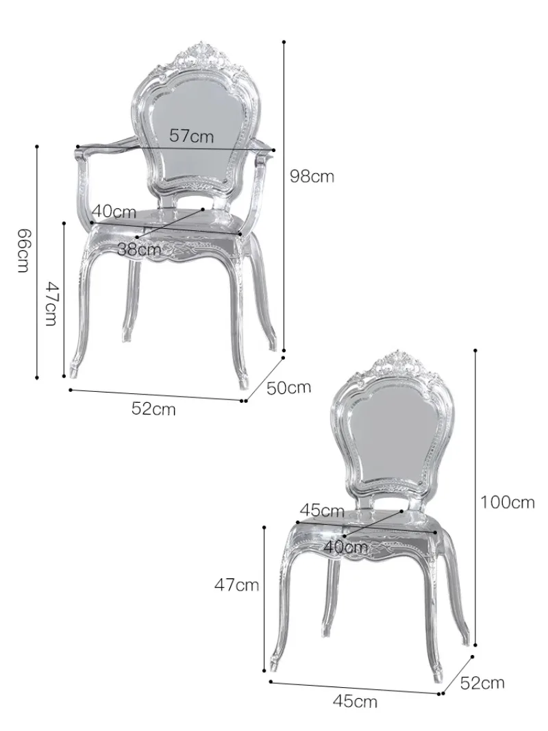 Acrylic court chair backrest armrest dining chair household European minimalist designer ghost stool crystal transparent chair