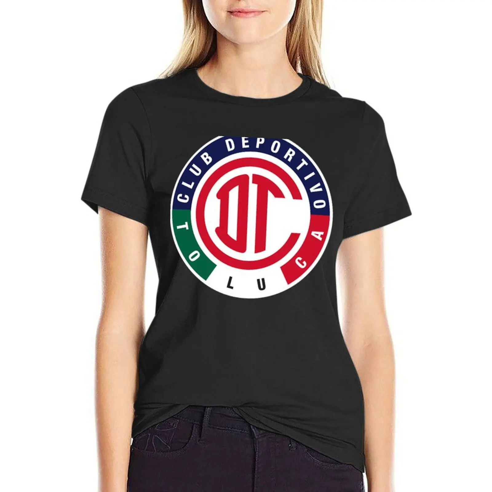 Logo of Deportivo Toluca FC T-Shirt tops vintage clothes Female clothing T-shirt Women