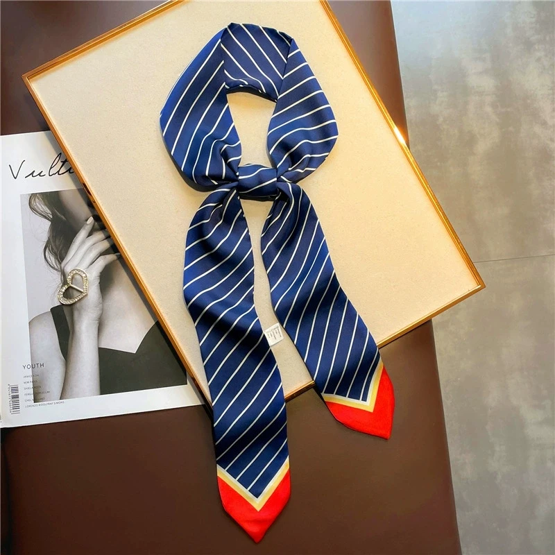 

2025 Fashion Print Iimitation Silk Neck Tie Scarf For Women Summer Hair Band Streamer Bag Ribbon Multifunction Decoration Scarf