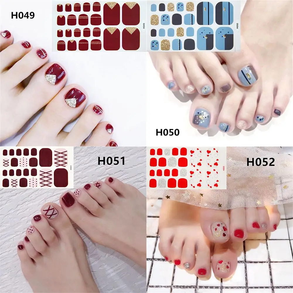 22PCS Waterproof Self-Adhesive for Nails Toe Nail Strips Toe Nail Wraps Fake Nails Stickers Toe Nail Stickers