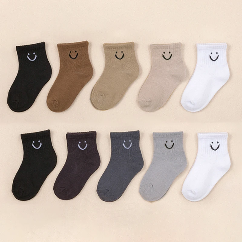 10 Pairs Baby Socks Cute Funny Face Emoticons Pattern Comfortable Kids Boys Girls Socks