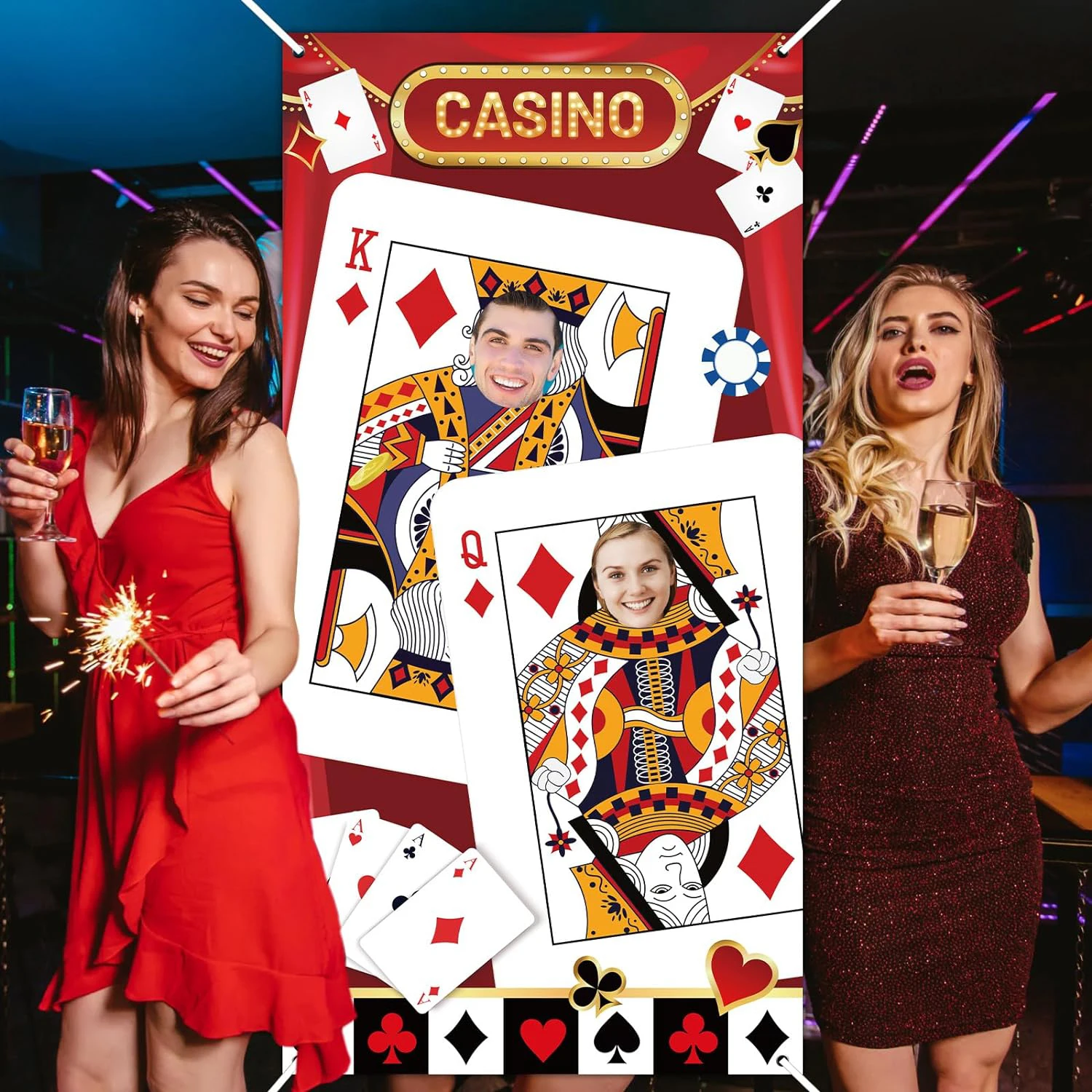 90 * 180 cm Casino Thema Party Spielkarten Schaufenster Foto Hintergrund Tuch Casino Nacht Spiel Party Dekoration