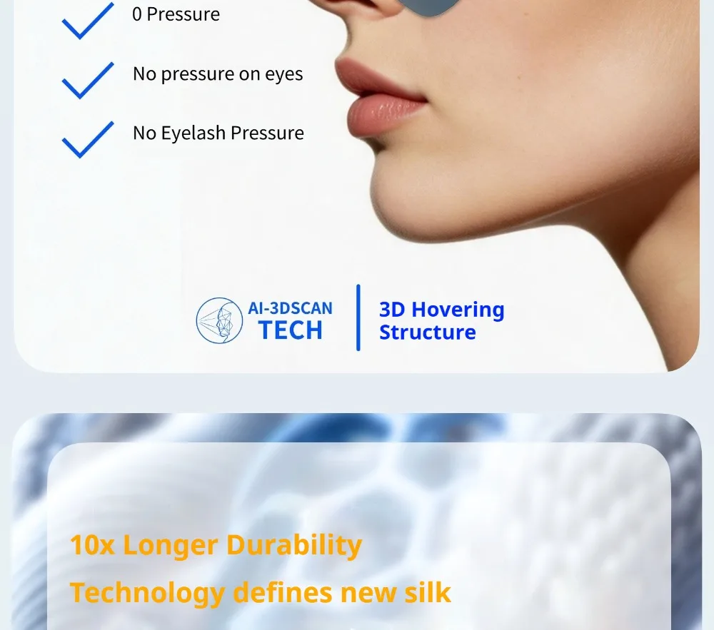 Neue Dreamlight 4S Pro Memory Foam Augenmaske mit Vollschattierung für Entspannung und Schlaf, Lichtblockierend für Besseren Schlaf, Weiche Augenmaske aus Reiner Seide – Detail 8