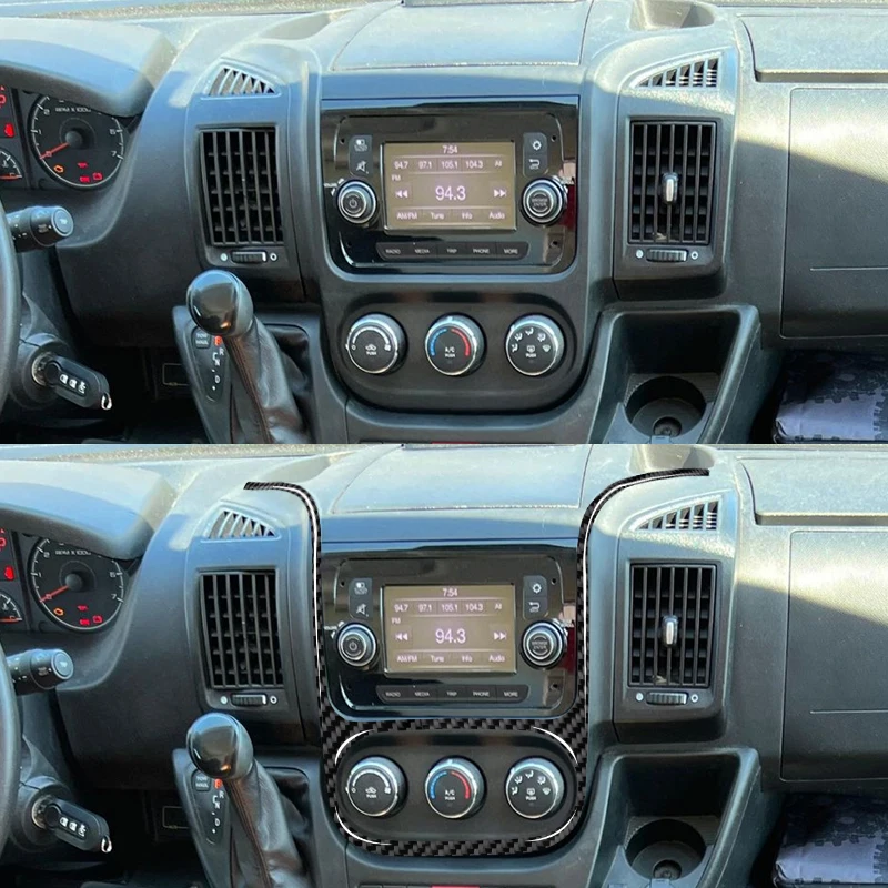 Central Control Bezel Carbon Fiber Interior Stickers For Dodge RAM Promaster 2014-2021 Fiat Ducato 2007-2021