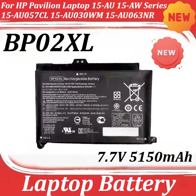 

BP02XL 7.7V 5150mAh Battery For HP Pavilion Laptop 15-AU 15-AW Series 15-AU057CL 15-AU030WM 15-AU063NR 15-AU123CL 15-AW002LA