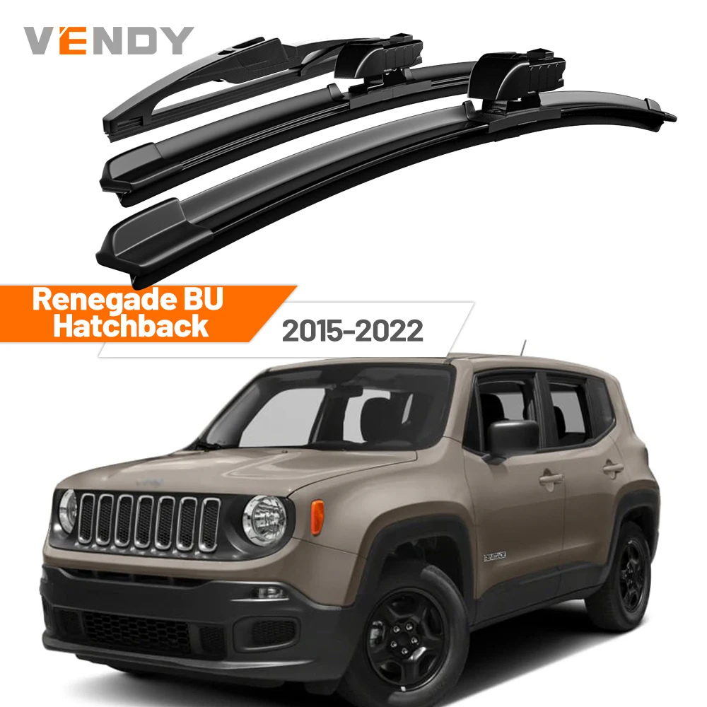 

For Jeep Renegade BU Hatchback 2015-2022 2016 2017 2018 2019 2020 Front & Rear Windshield Wiper Blades Windscreen Wipers Set