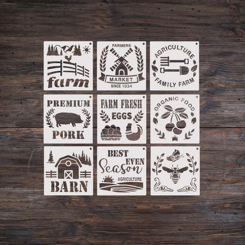 16 Pcs Farm Theme Painting Templates Reusable PET Stencils Stencils for Kid Drawing Scrapbooking DIY Crafts Y3NC