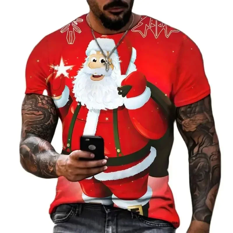 

Merry Christmas 3D Printed T Shirt For Men Funny Santa Claus Graphic T Shirts Casual Streetwear T-Shirt Fashion Xmas Gifts Tops