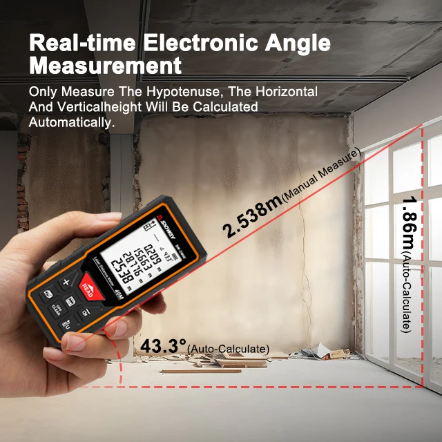 Sndway factory wholesale distance meter laser measuring handheld 4 in 1 170ft laser level measuring tool range finder