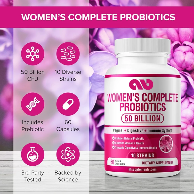 60 probiotics for women | 50 billion colony units | Contains prebiotics to promote women's health(complete probiotics for women)