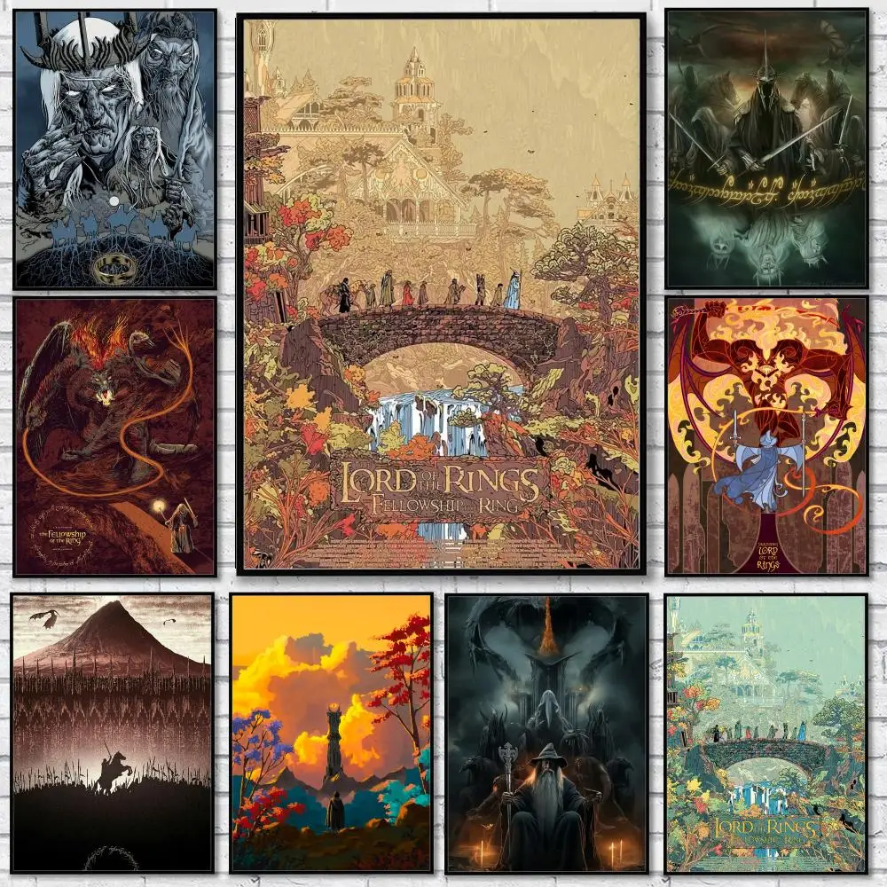 Póster decorativo del Señor de los Anillos, pegatina de pared HD impermeable, póster artístico autoadhesivo, decoración resistente a la decoloración para el hogar y la habitación