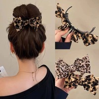 2025 New Vintage Leopard Print Bow Premium Hair Grab  Non-slip Hair Accessory Is Suitable for Women To Wear