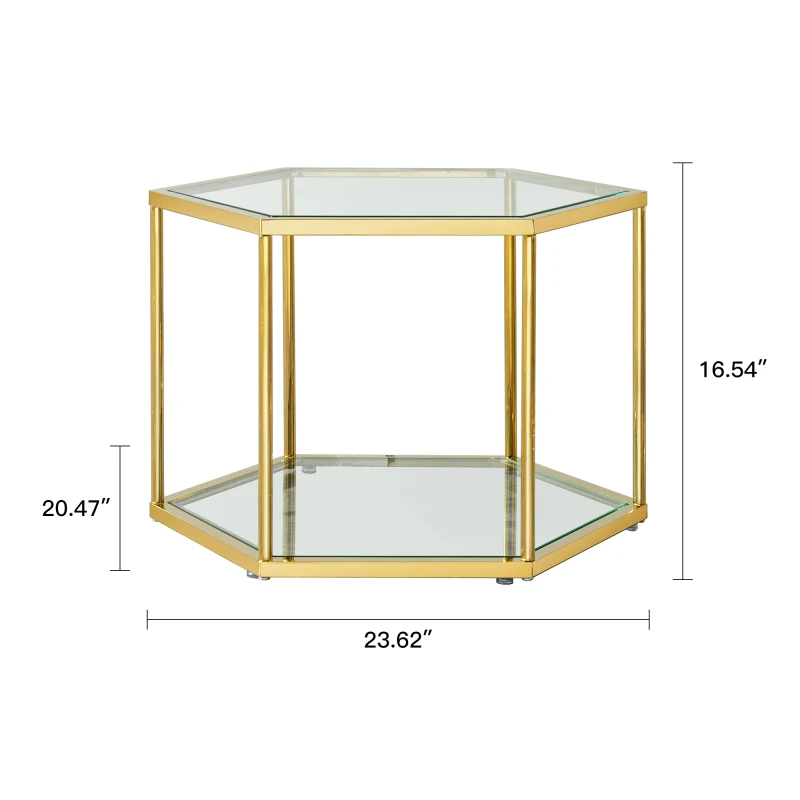 Golden Glass Coffee Table Modern Glass Center Table Hexagonal Modular Coffee Table Small Side Table Suitable For Living Room