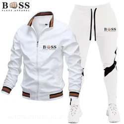 2024 Lente Nieuwe Heren Sets Jack En Joggingbroek 2-delige Set Casual Gesplitste Broek Honkbal Stand Hals Hoge Kwaliteit Jas