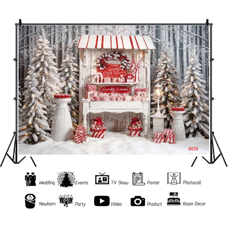 

SHUOZHIKE Christmas Day Decoration Candy Family Portrait Photography Backdrops Flying Snowflake Studio Background Prop WW-14