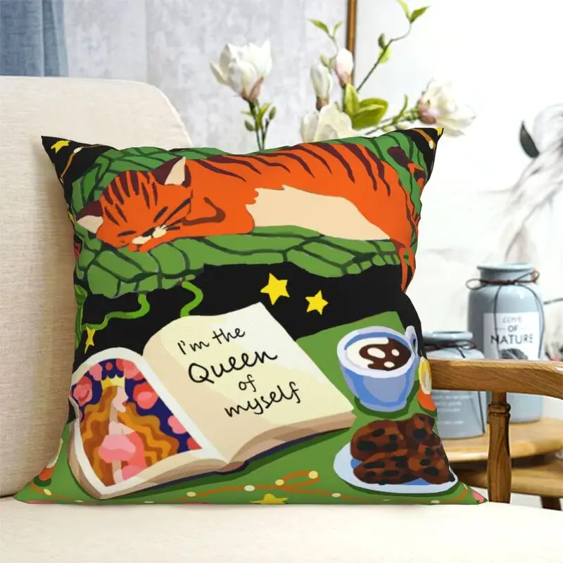 

I'm the Queen Of Myself Cat pillowcase, Cushion Cover Sofa Home Car Bedroom Cute Funny Cartoon pillowcase Decoration