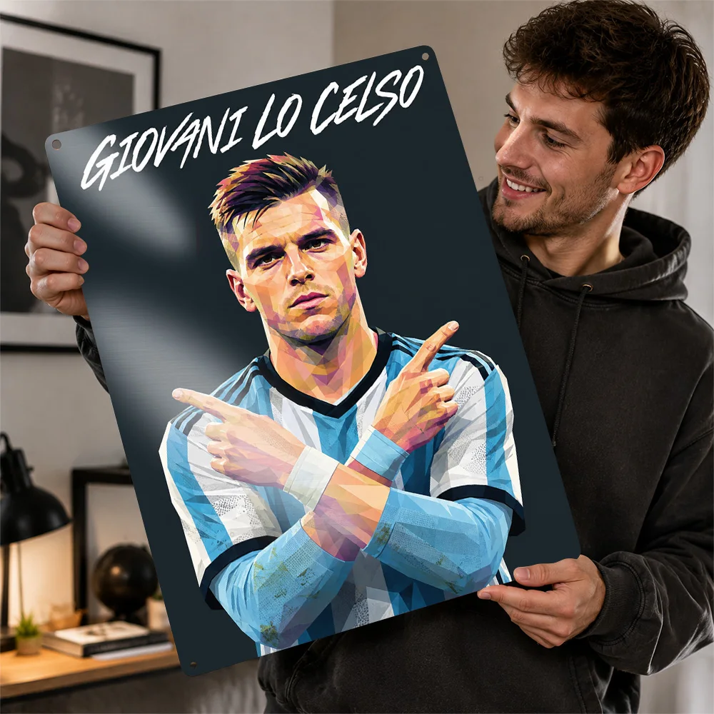 Giovani Lo Celso Football Textured Poster Personalized Aluminum Metal Sign Club Hero Design Wall Art Made For Loyal Supporters