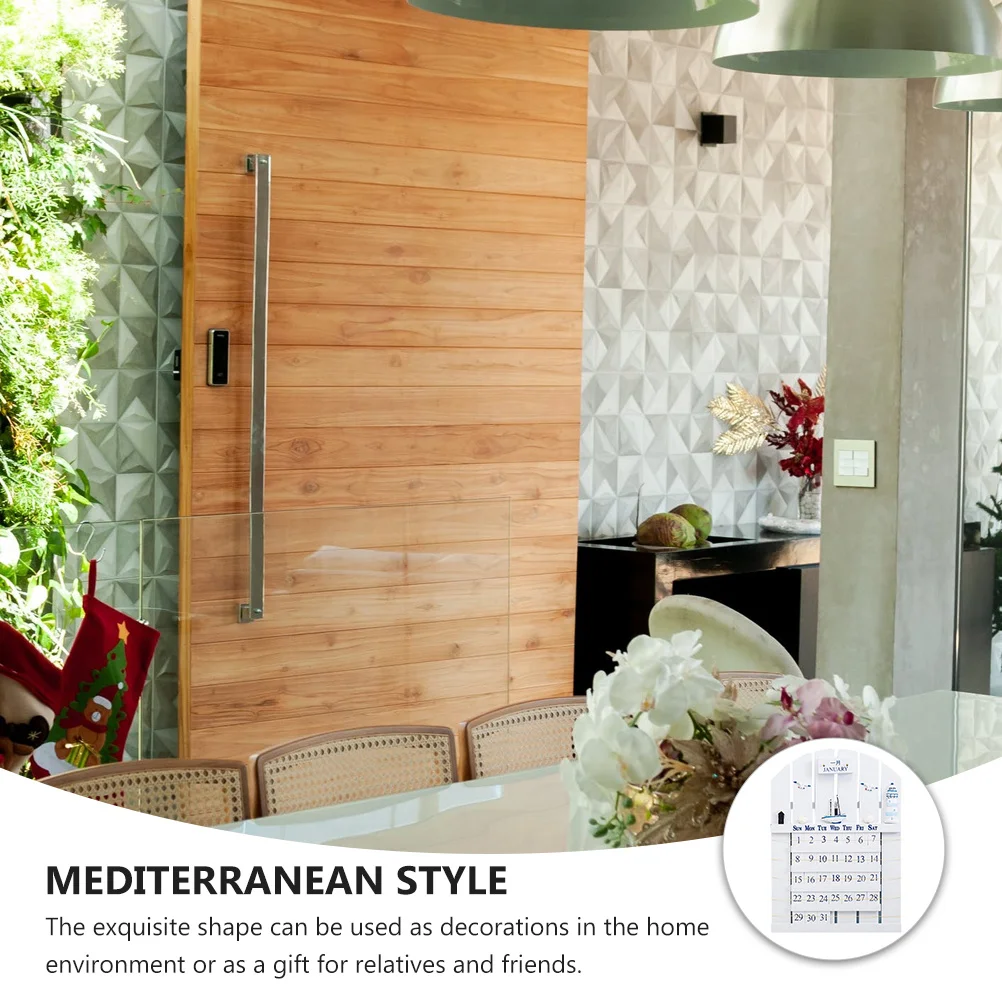

1Pcs Mediterranean Style Wooden Wall Calendar Perpetual Calendar Thick Wood Board Creative Home Decoration Date Reminder