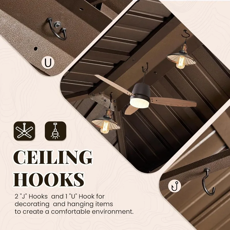 شرفة Hardtop 10x12 FT - جناح فولاذي مجلفن مع شبكة للتجمعات الخارجية #6