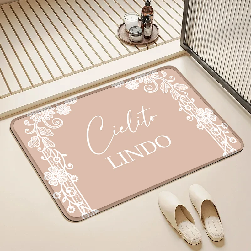 

“Cielito Lindo” Beige Door Mat Non-Slip Washable Floor Rug for Home Entrance Bathroom Decor