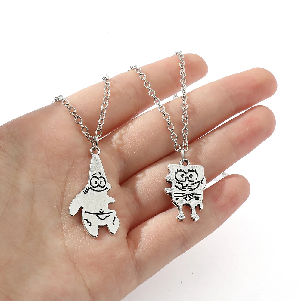 Anime SquarePants Patrick Star Pendant Necklace For Boy Girl Couple Accessories Ins Cartoon Friendship Gift