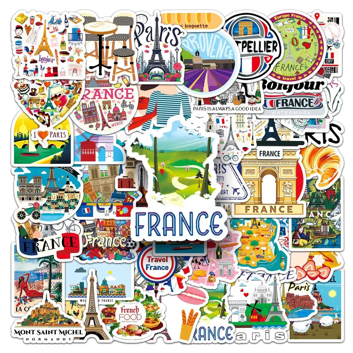 10/50PCS Cute France Paris Travel Stickers Aesthetic Eiffel Tower Landscape Decals DIY Motorcycle Luggage Guitar Sticker Kid Toy