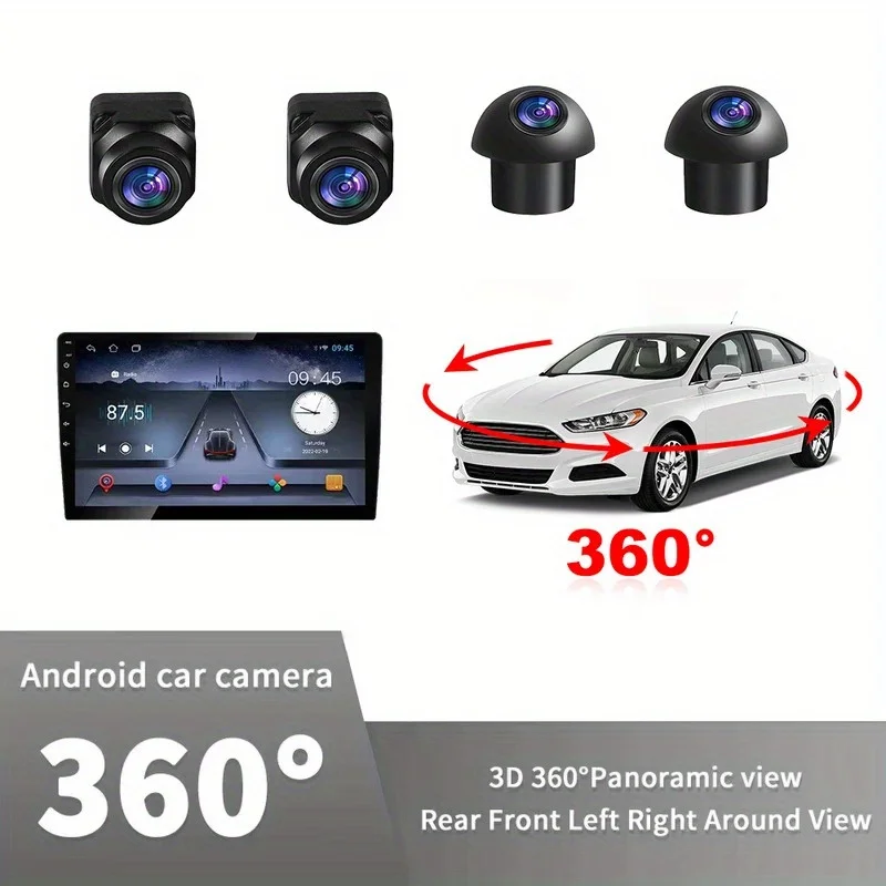 

Android Auto Radio Night Vision 360 Vehicle Camera Panoramic Surround View 1080P AHD Right+Left+Front+Rear View Camera System