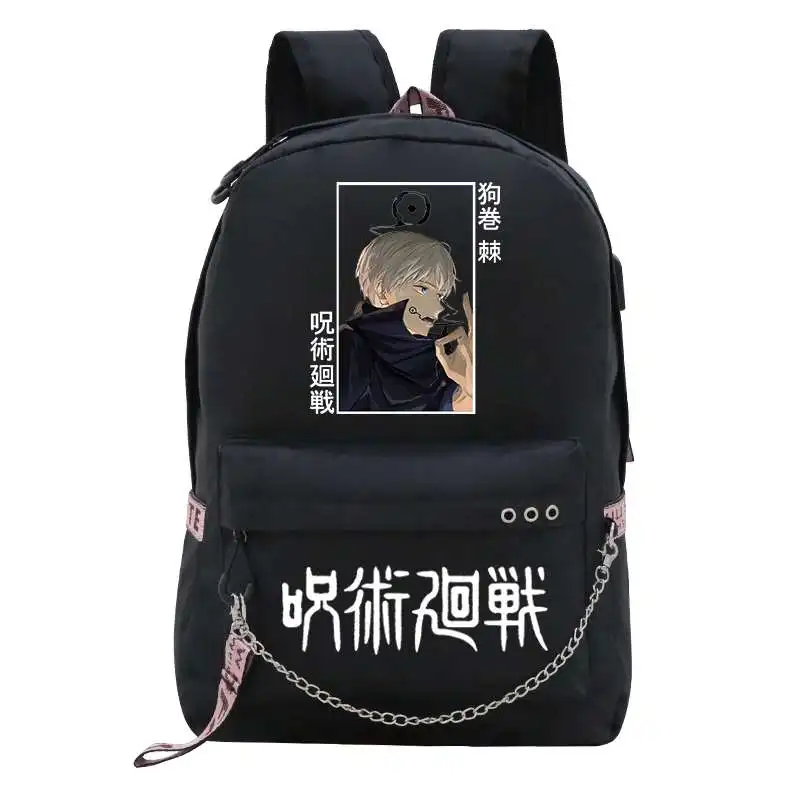 

New Jujutsu Kaisen Backpack USB Charging Travel Canvas Student Backpack for Teenagers Inumaki Toge Anime Boys Girls School Bag