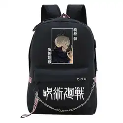 New Jujutsu Kaisen Backpack USB Charging Travel Canvas Student Backpack for Teenagers Inumaki Toge Anime Boys Girls School Bag