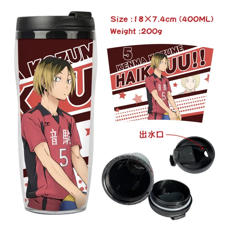 400ml Anime Wasser Tasse Haikyuu!! Shoyo Hinata Kageyama Tobio Daichi Student Cartoon Junge Mädchen Schule isolierte Plastik becher