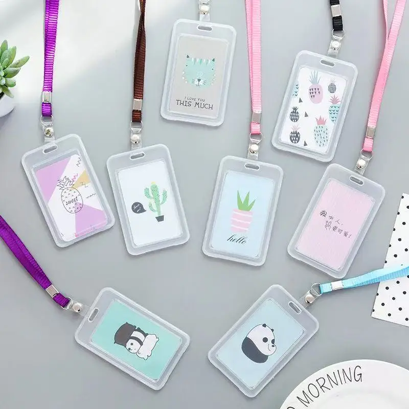 

Card Cover Bus Student Neck School School Korean Transparent Cute Rice Office School Supplies Kawai Stationery Lovely