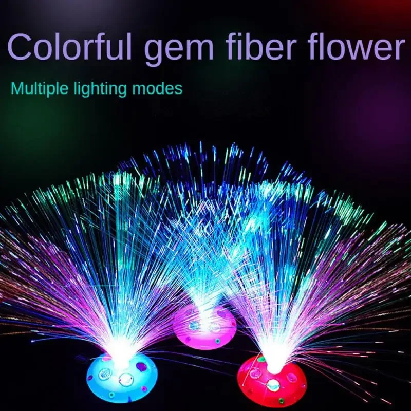 Luzes de fibra óptica base de gema lâmpada de fibra óptica led sete cores piscando luz noturna brilhante céu estrela brinquedo festival lâmpada decorativa