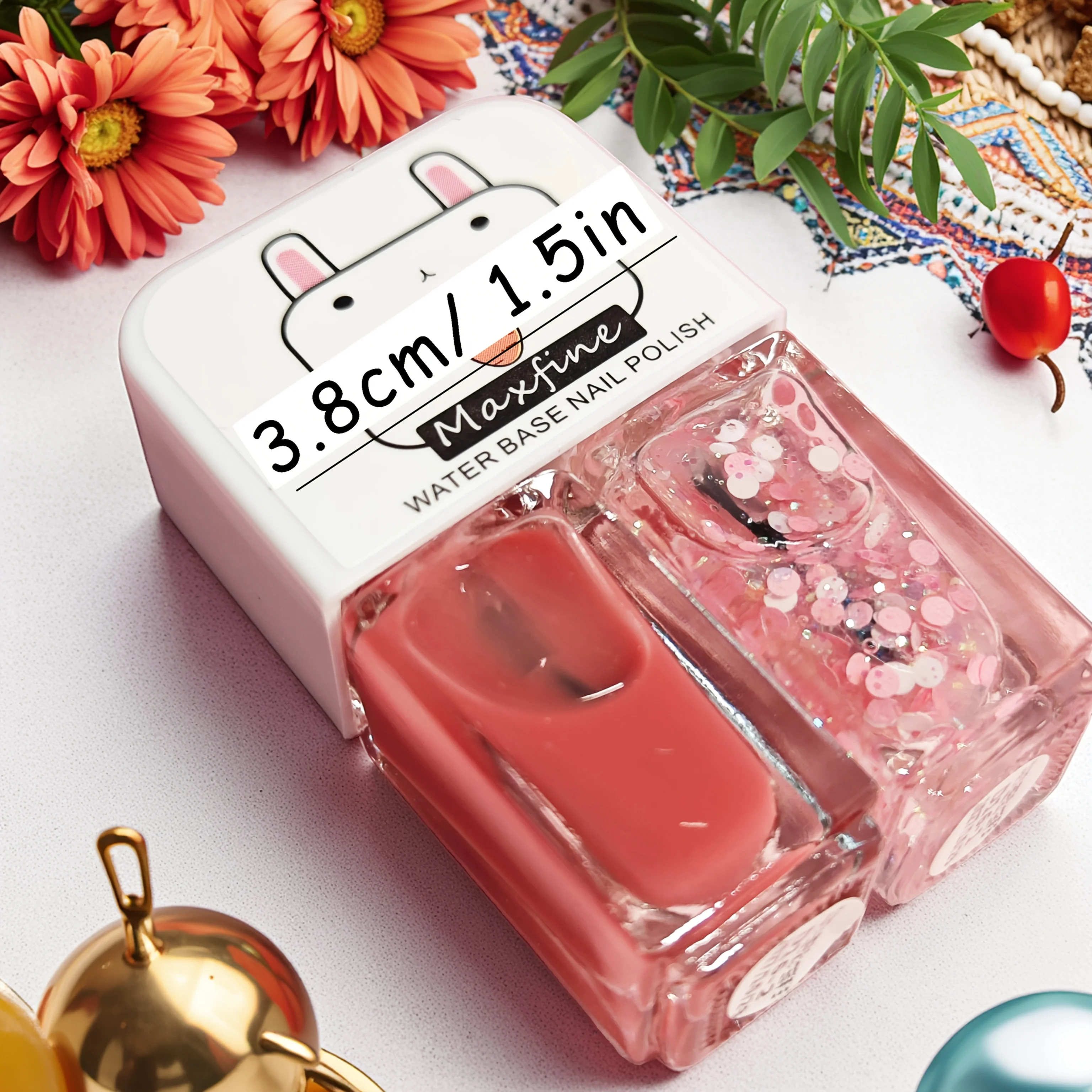 

D16 Maiden's Heart Набор из 2 бутылок Лак для ногтей без выпечки Быстросохнущий долговечный отслаивающийся набор лаков для ногтей на водной основе