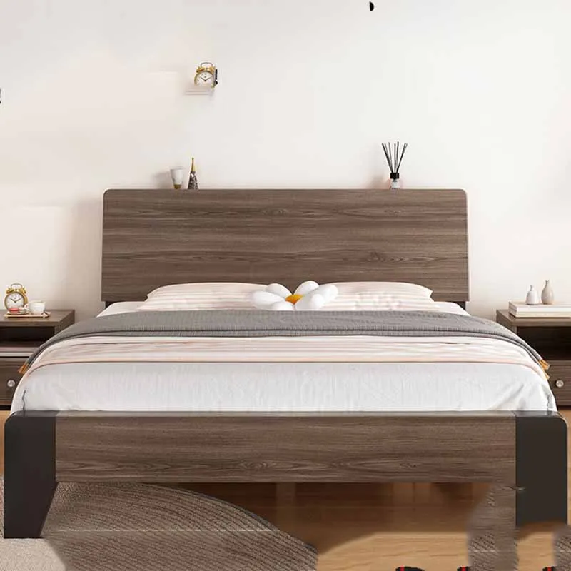 

High End European Double Bed Bedroom Queen Wood 2 Person Modern Headboard Beds Queen Twin Wooden