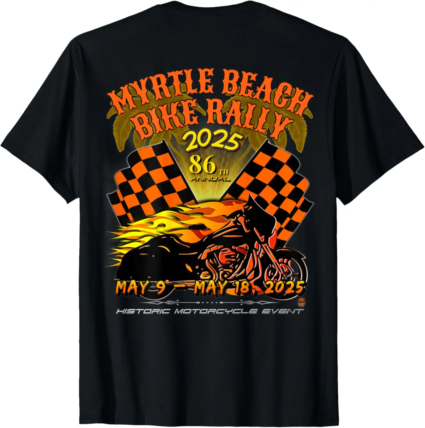 

2025 MYRTLE BEACH BIKE RALLY 86 ANNUAL VINTAGE ART ON BACK T-Shirt Motorcycle