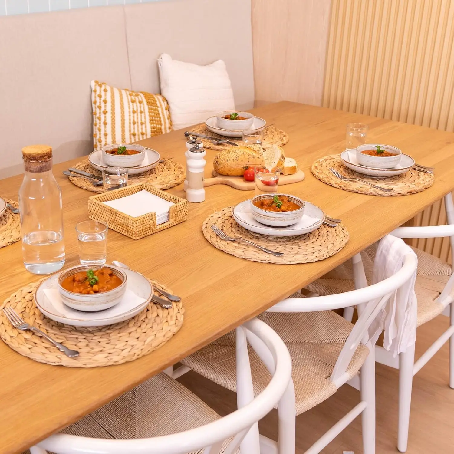 10-38CM Household Round Hand-woven Hyacinth Table Decoration Anti-scalding Heat Insulation Placemat Home Natual Straw Cups Mat view 5