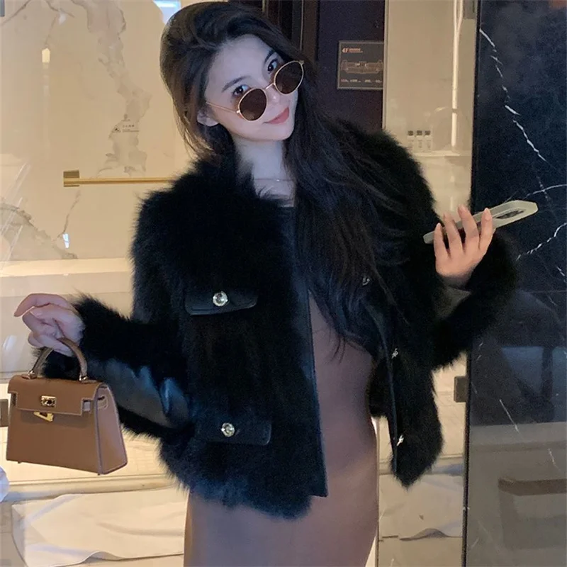 Fashion Pink Rich And Rich High Sense Little Furry Mink Fur Coat Warm Ladies Coat Autumn And Winter New Temperament Jacket