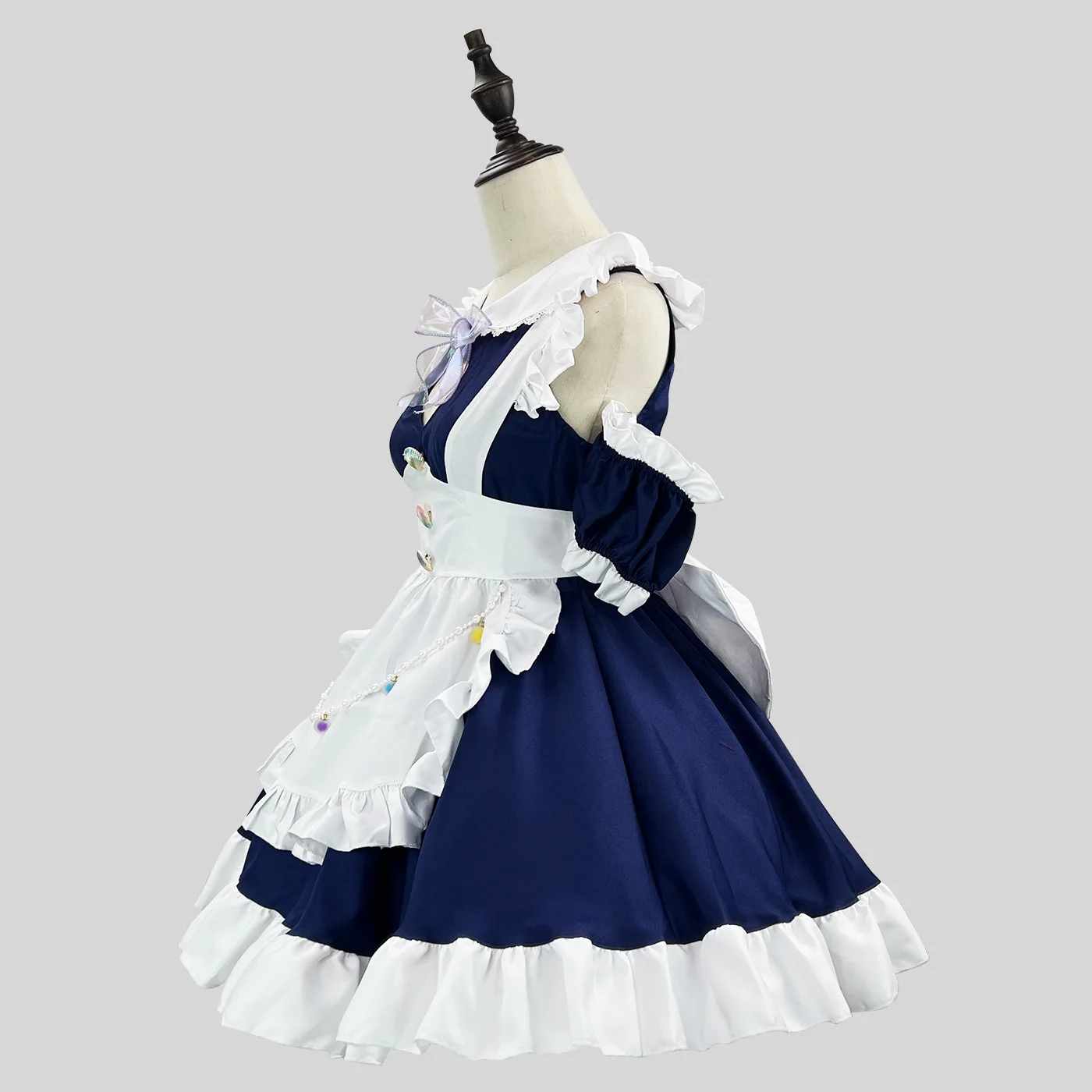 Anime Dark Blue Heart Cute Lolita Maid Dress Cosplay Costume Girl Bowknot Maid Dress Trending Girls Maid Party Costumes S -5XL