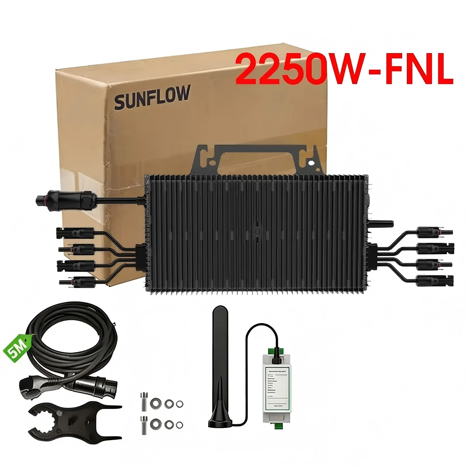 SUKFLOW 2250W Hochleistungs-Netzgekoppelter Mikrowechselrichter mit Anti-Rückfluss-Funktion, IP67 Wasserdicht, Intelligente Anti-Rückstrom-Kontrolle für Solarenergiesysteme, Kompatibel mit 2-in-1