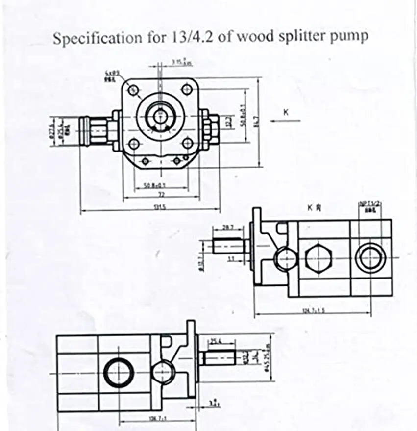 Hidráulica Wood Splitter Bomba para Huske, 2-Stage Bomba Hidráulica, 1/2 "Eixo Dia, Log Splitter Bomba, 3600 RPM, 16GPM