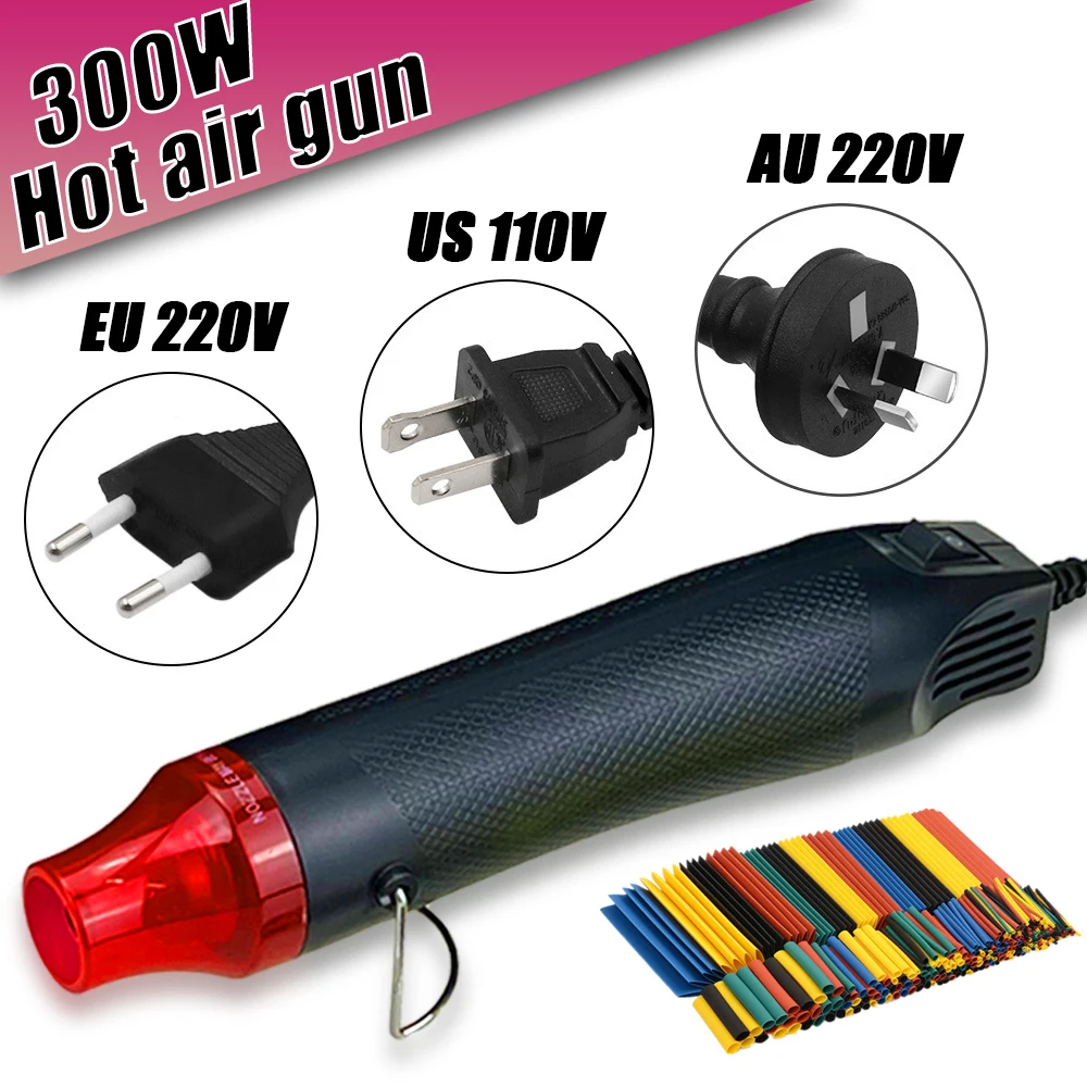 

300W Hot Air Heat Gun Electric Temperature Power Blower Mini Tool Kit for DIY Shrink Tubing Soldering Wrap Plastic Rubber Stamp