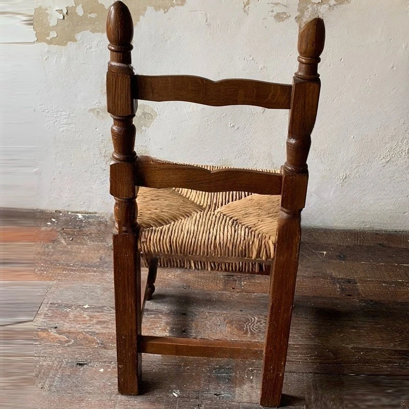 Cafe woven rattan chair solid wood dining chair log art surprise quiet wind