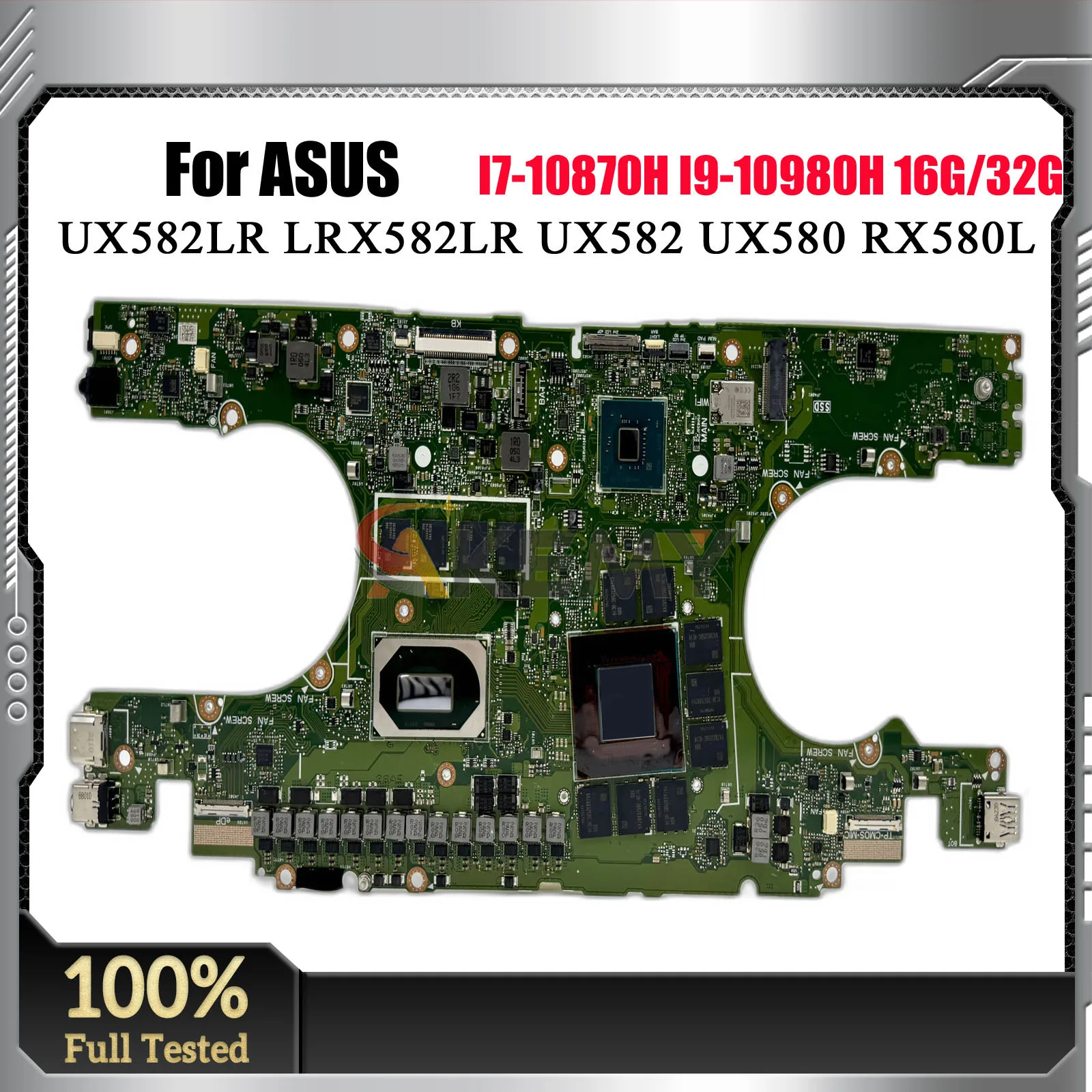 UX582LR LRX582LR Laptop Mainboard For ASUS Zenbook Pro Duo Laptop Motherboard I7-10870H I9-10980H 16G/32G RTX3070-8G 100% Tested