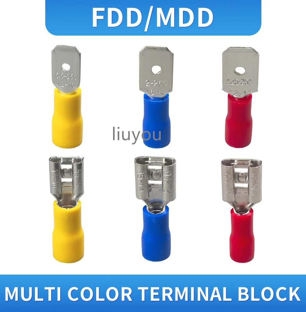 

20pcs Female+Male FDD MDD Female male Insulated Electrical Crimp Terminal for 1.5-2.5mm2 Cable Wire Connector