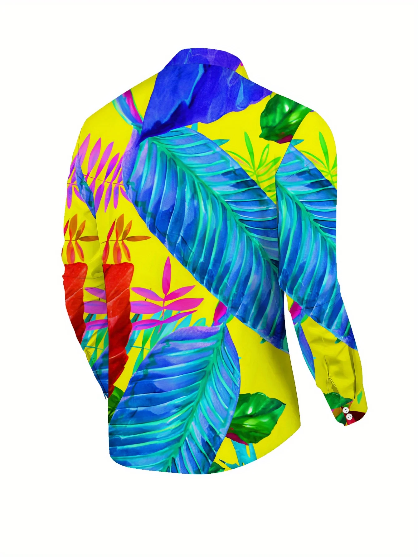 Men'S Stylish Long Sleeve Print Button-Up Shirt - Vibrant Floral & Geometric Design