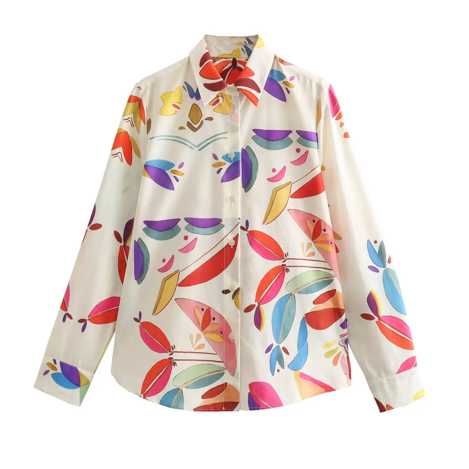 Tangada 2024 Women Print Shirt Long Sleeve Chic Female Casual Loose Shirt Tops 6X0174